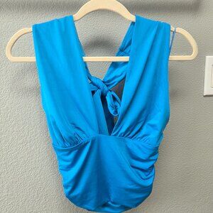 Express Body Contour Convertible Women’s Halter Crop Tank Bright Blue - Medium